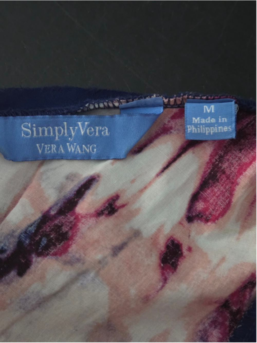 Simply Vera Sleeveless Tie-Dye Casual V-Neck Midi Dress Red Blue White FSize M - Picture 2 of 5